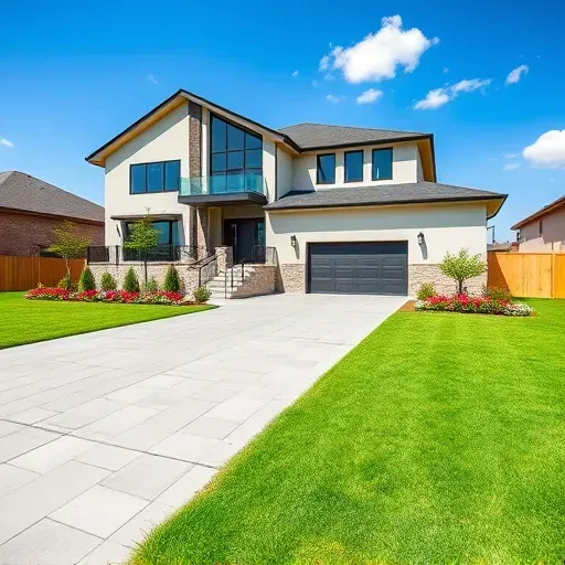 Completed general contractor project in Central Euless TX showcasing modern home with landscaped yard and elegant details.