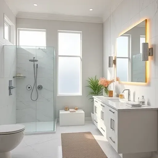 Beautiful renovated bathroom in East Cedar Hill TX with modern fixtures, walk-in shower, marble tiles, soaking tub, and natural light