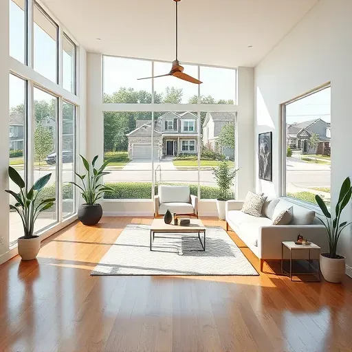 Modern renovated Arlington living room with natural light, minimalist furniture, hardwood floors, and stylish decor