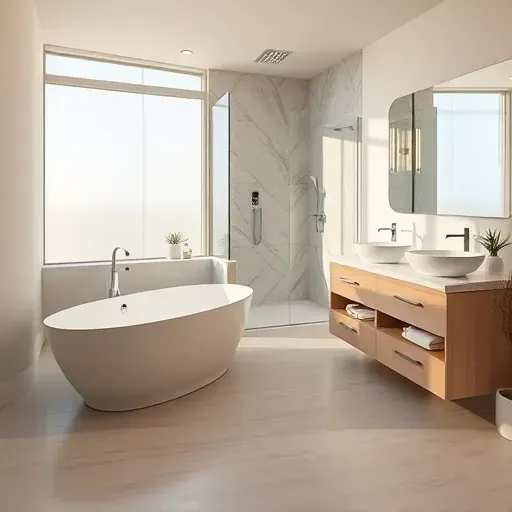 Renovated West Arlington TX bathroom with modern fixtures, freestanding tub, glass shower, granite vanity, and neutral tones