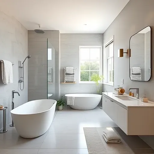 Recently remodeled bathroom in Cedar Hill TX with modern fixtures, spacious shower, freestanding tub, and elegant finishes.