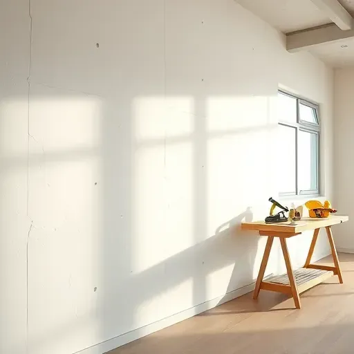 Finished drywall installation in Arlington TX showing smooth walls, precise seams, natural light, and organized tools