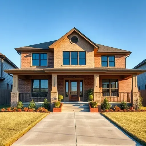 Showcase of a completed East Mansfield TX residential project with modern design, warm sunlight, and native landscaping.