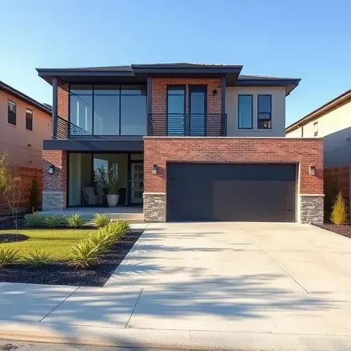 Completed modern residential project in North Mansfield TX, featuring elegant design, large windows, and landscaped yard.