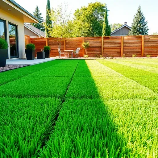 Freshly installed vibrant green sod in Arlington TX backyard with lush, even grass, trimmed edges, and well-maintained landscaping