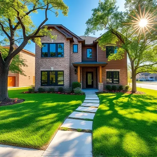 Modern family home in Central Cedar Hill TX with brick and wood siding, lush landscaping, and energy-efficient windows.