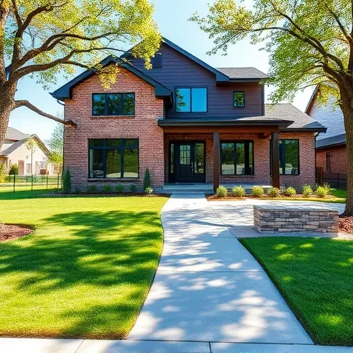 Modern residential home in North Mansfield TX with brick and wood siding, landscaped yard, and inviting pathway.