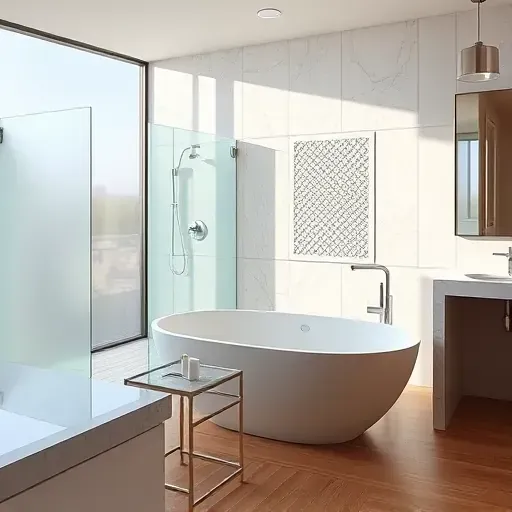 Professionally renovated Arlington TX bathroom with modern fixtures, freestanding tub, and spacious walk-in shower.