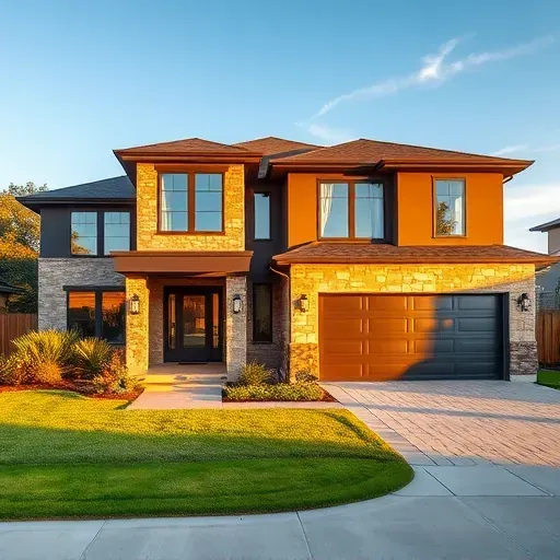 Modern residential home in East Euless, TX with sleek entrance, expansive windows, and vibrant landscaping at golden hour.