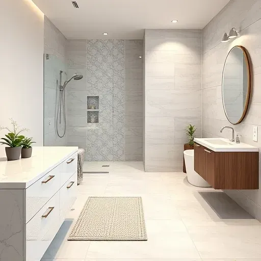 Newly remodeled Arlington TX bathroom with modern fixtures, marble counters, glass shower, freestanding tub, and elegant decor.