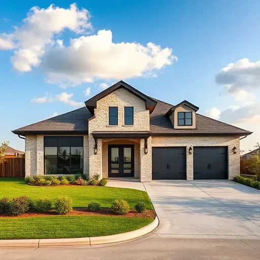 Exterior of a luxury home in West Midlothian TX featuring modern design, landscaped yard, and a spacious driveway.