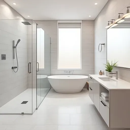 Freshly renovated Mansfield TX bathroom featuring a walk-in shower, freestanding tub, and stylish modern design.