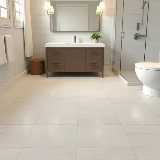 Finished bathroom in Arlington TX with ceramic tiles, modern vanity, marble countertop, and elegant decor.