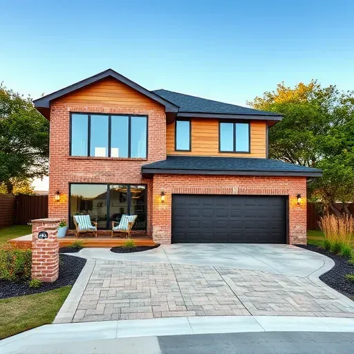Modern two-story home in South Cedar Hill TX with brick and wood siding, landscaped with native plants and energy-efficient windows.