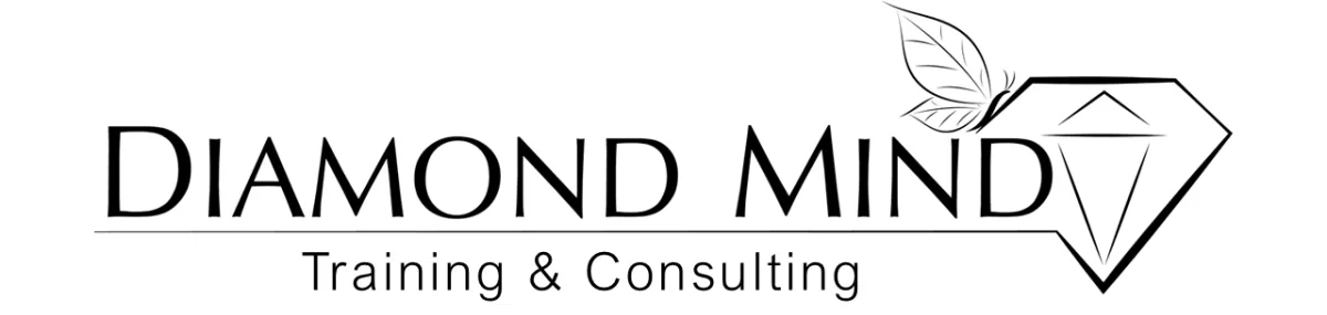 Diamond Mind logo featuring butterfly and leaf design symbolizing agency and growth