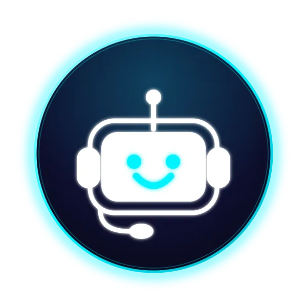 A blue circle icon that shows an AI voice agent