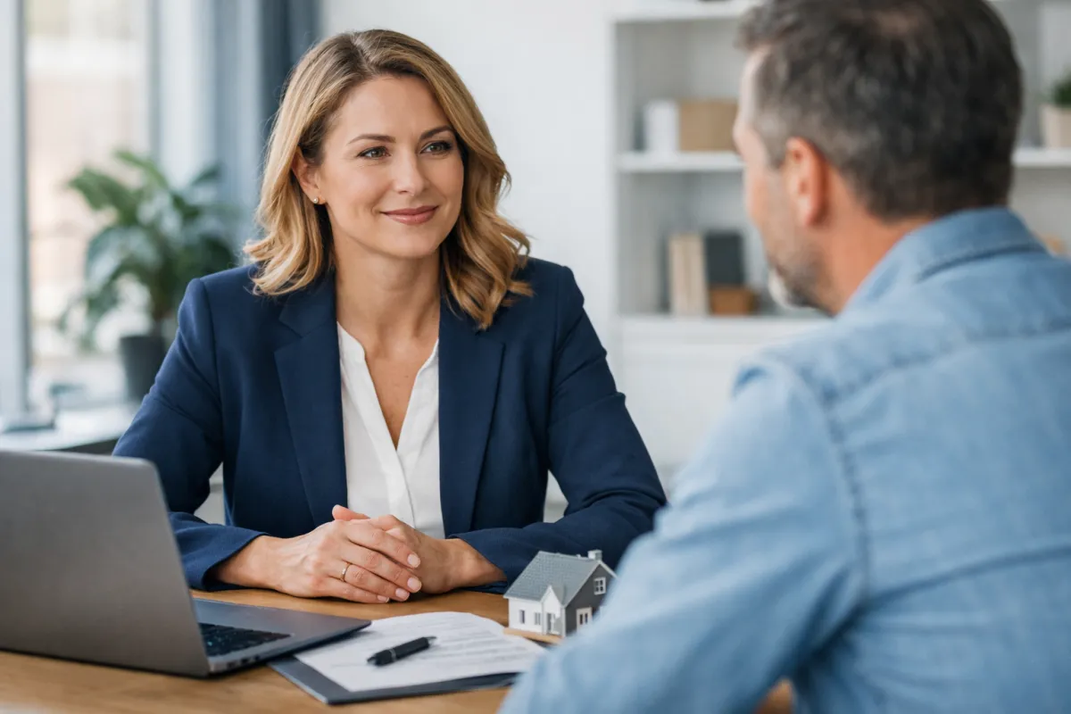 real estate agent building trust with client through calm confident communication
