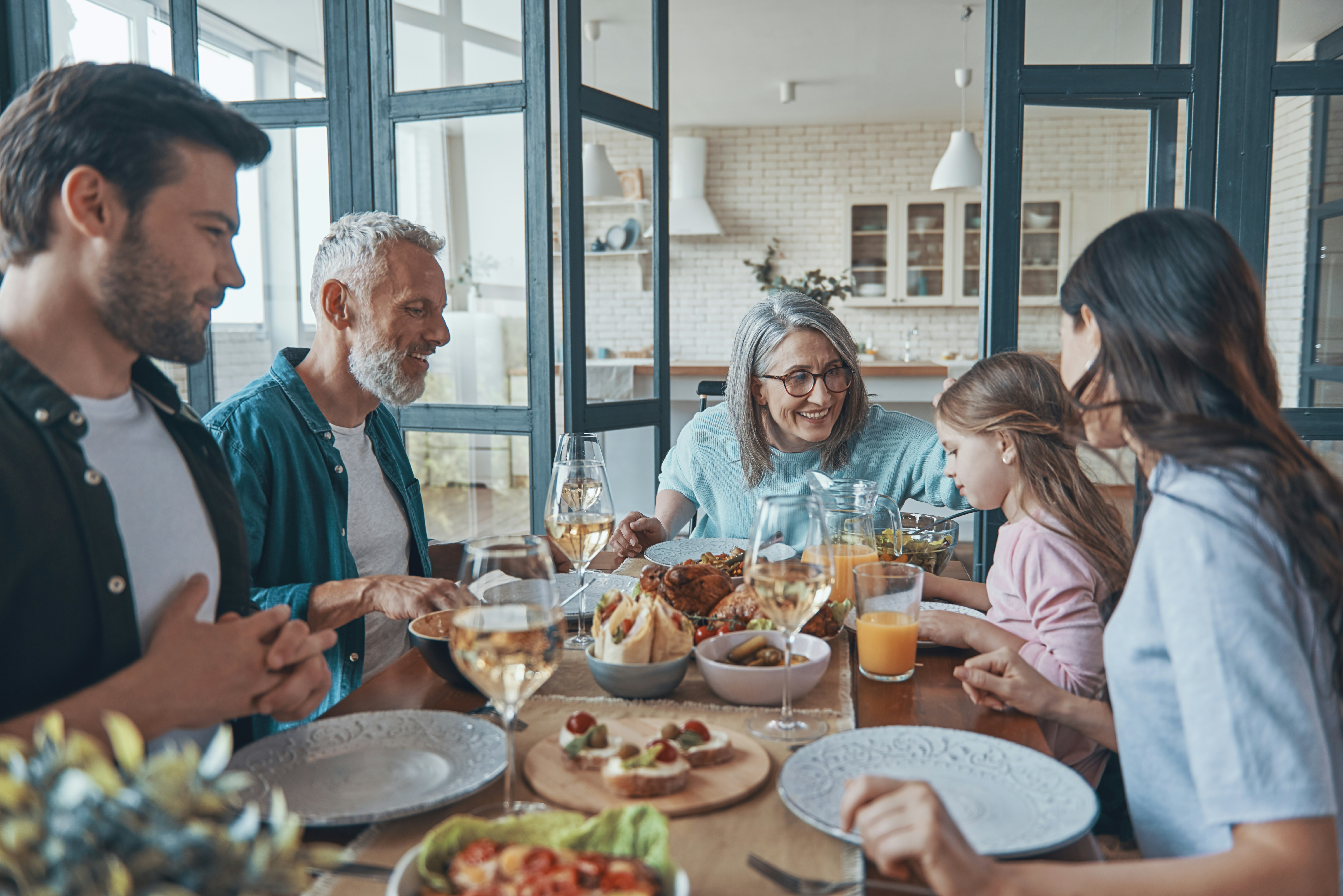 Family at dinner table