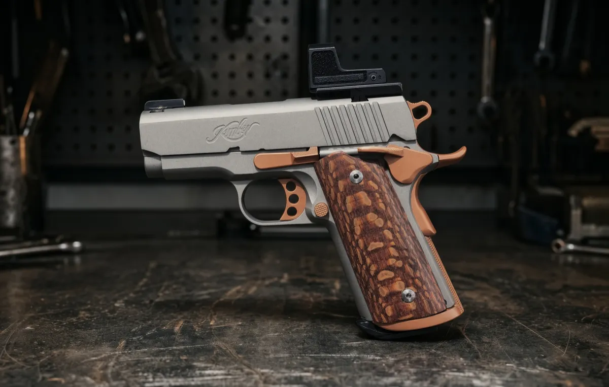 The Copper Head Kimber Hand Gun Left View.