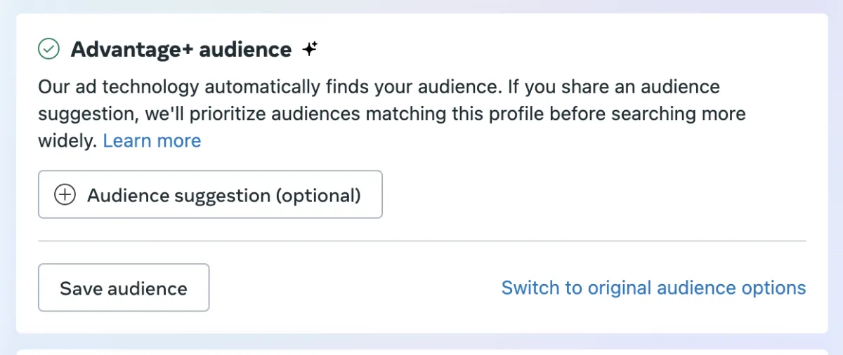 dont use advantage plus audience