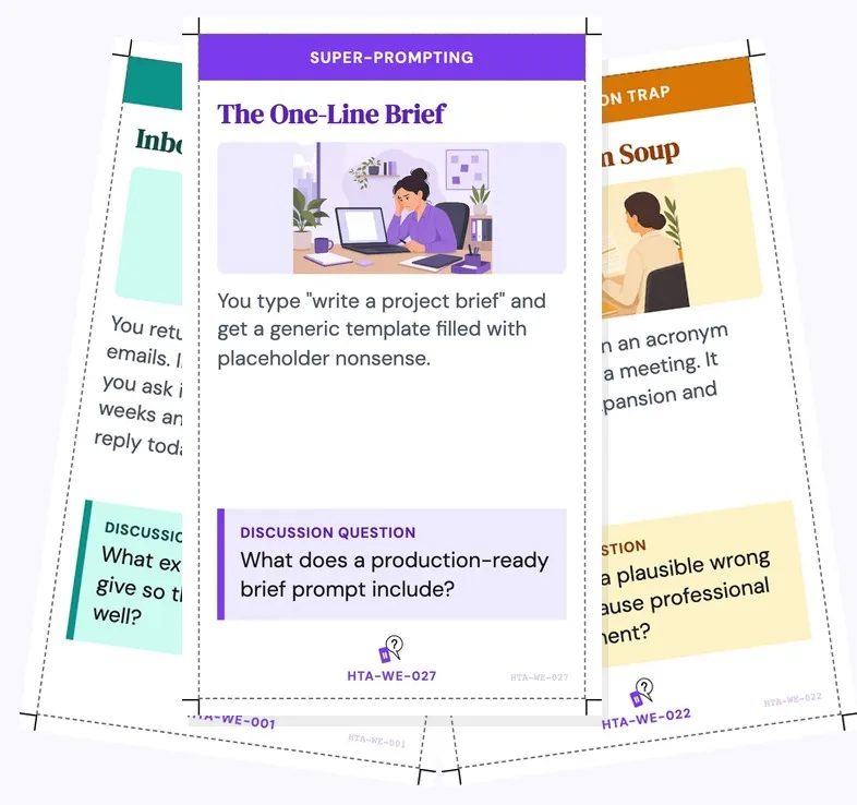 Hold That Ask Workplace sample cards — Spark Round fan