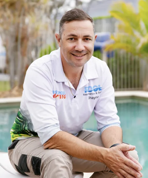Smiling professional pool inspector