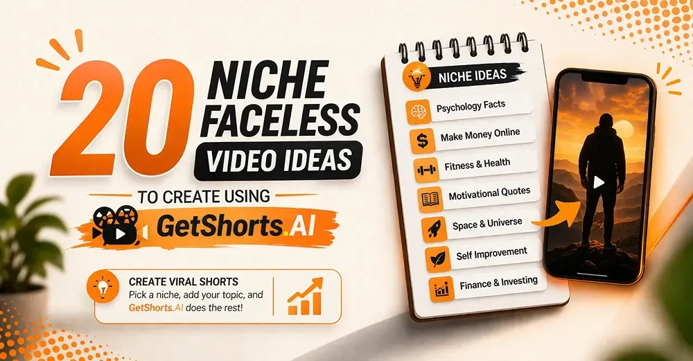 20 Niche Faceless Video Ideas To Create Using Getshorts.AI