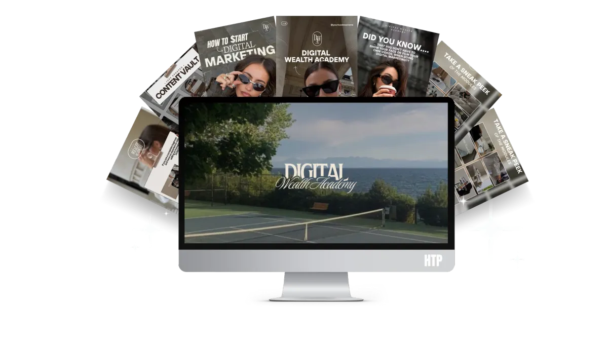 Overview of SheScales Passive Profit System with testimonials, training dashboard, and digital marketing tools