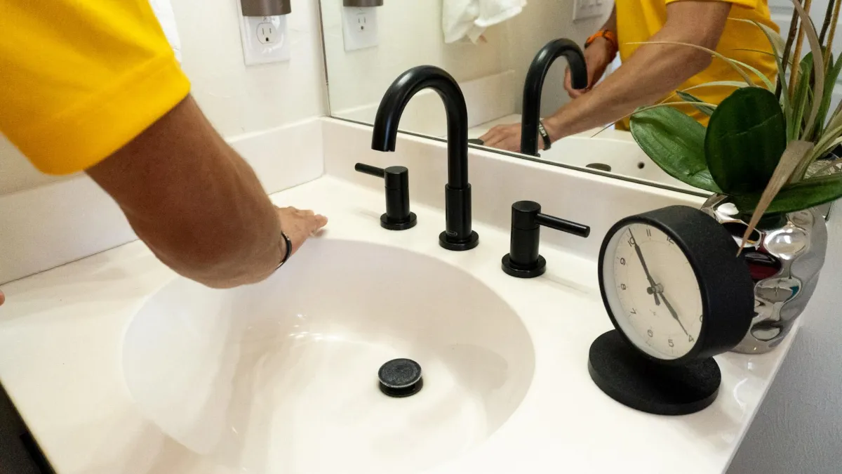 M plumbing Friends cleaning up after another job