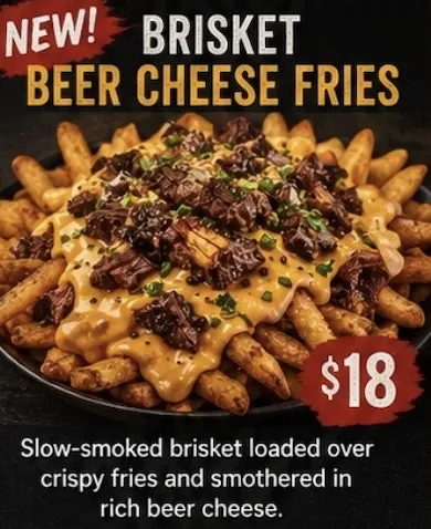 Brisket Beer Cheese Fries, Salt & Pepper Food Truck
