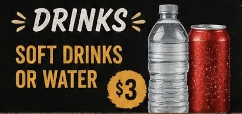 Soft Drinks or Water Salt & Pepper Food Truck