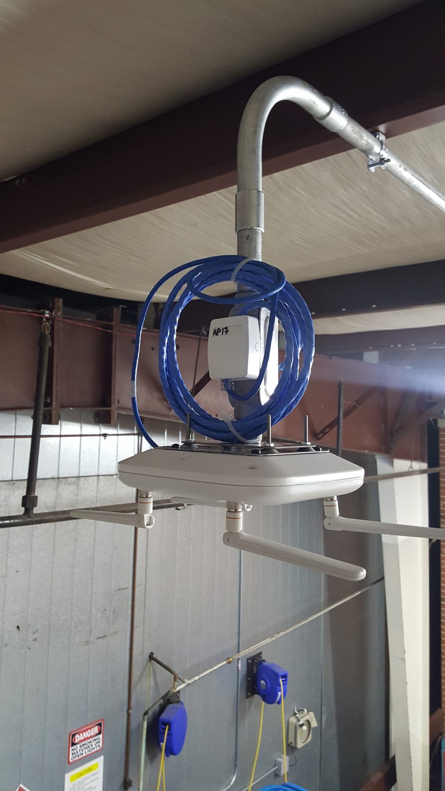 Warehouse Wi-Fi access point installation by All Soul Tech