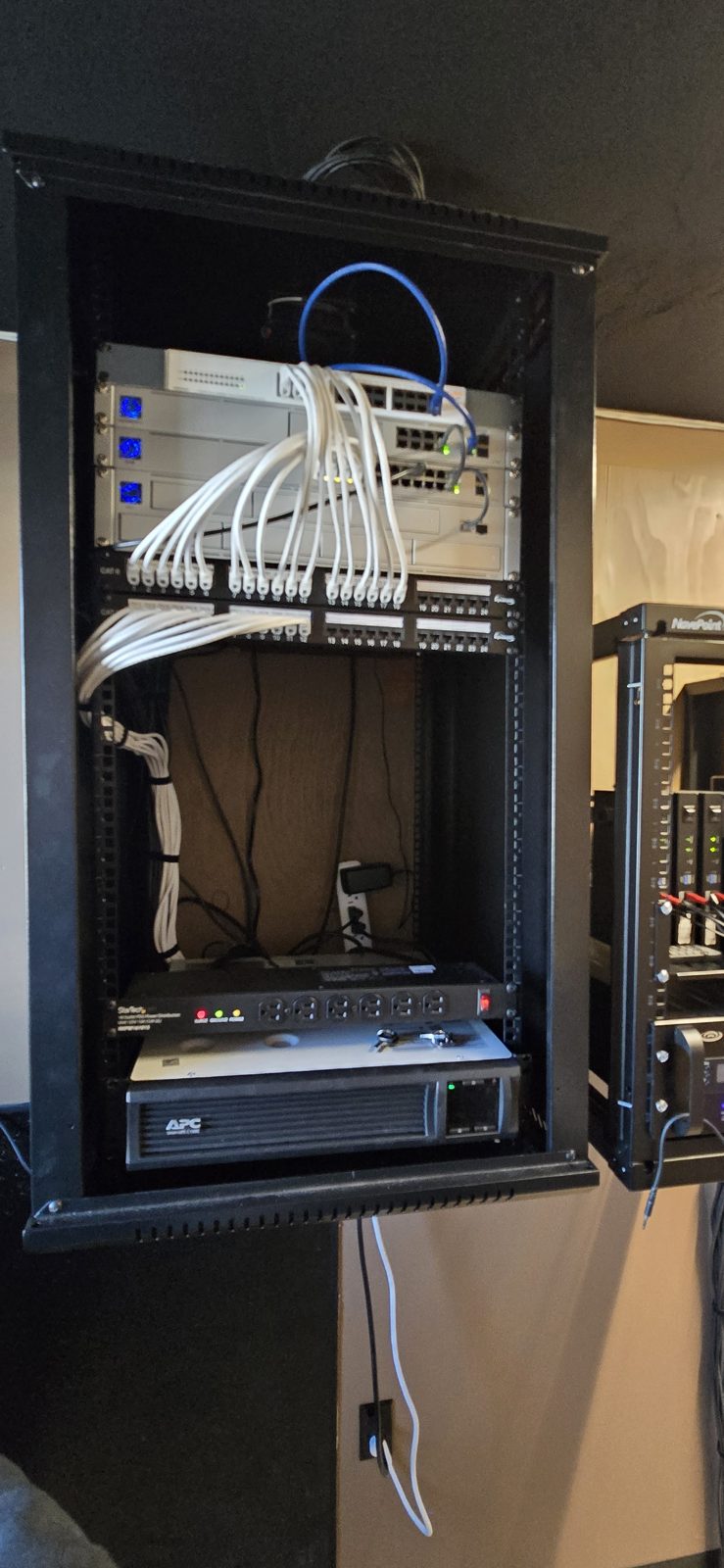 Wall mount network cabinet installed by All Soul Tech in Colorado