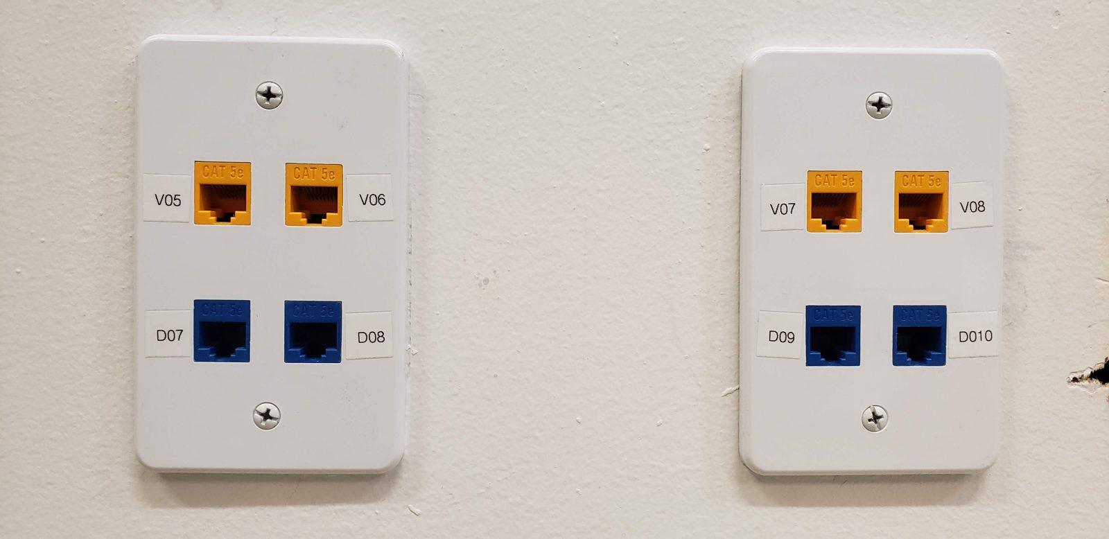Quad data wall plates installed by All Soul Tech in Colorado
