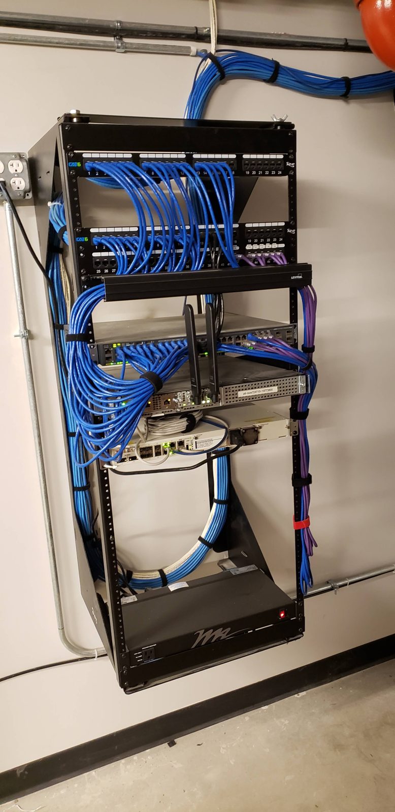 Wall rack horizontal cabling installed by All Soul Tech in Colorado
