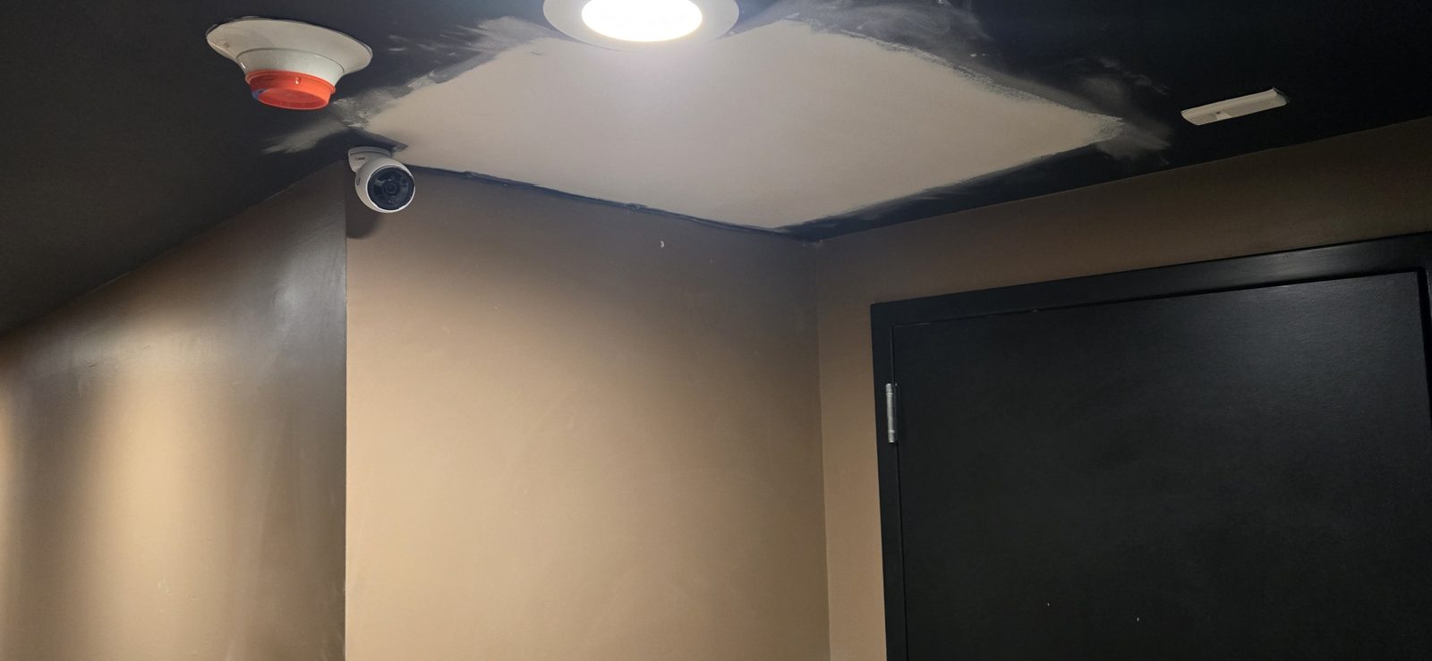 Dome camera ceiling corner installed by All Soul Tech in Colorado