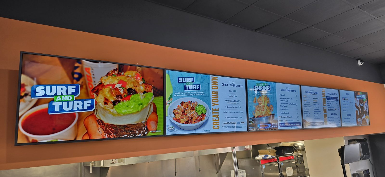 Surf turf menu panels installed by All Soul Tech in Colorado