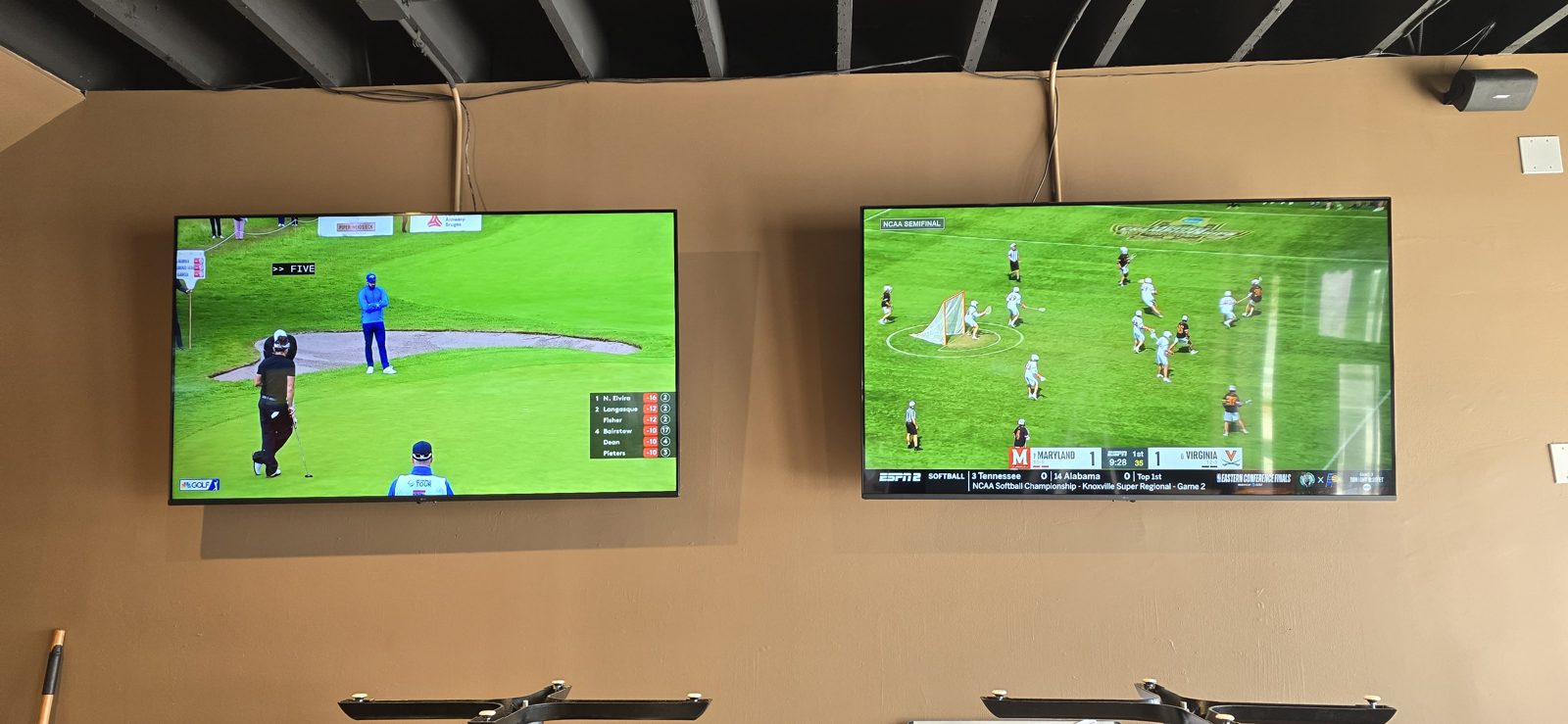Dining room sports TVs installed by All Soul Tech in Colorado