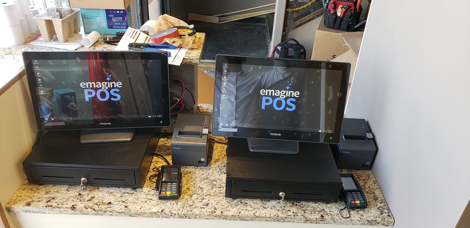 Dual POS stations installed by All Soul Tech in Colorado