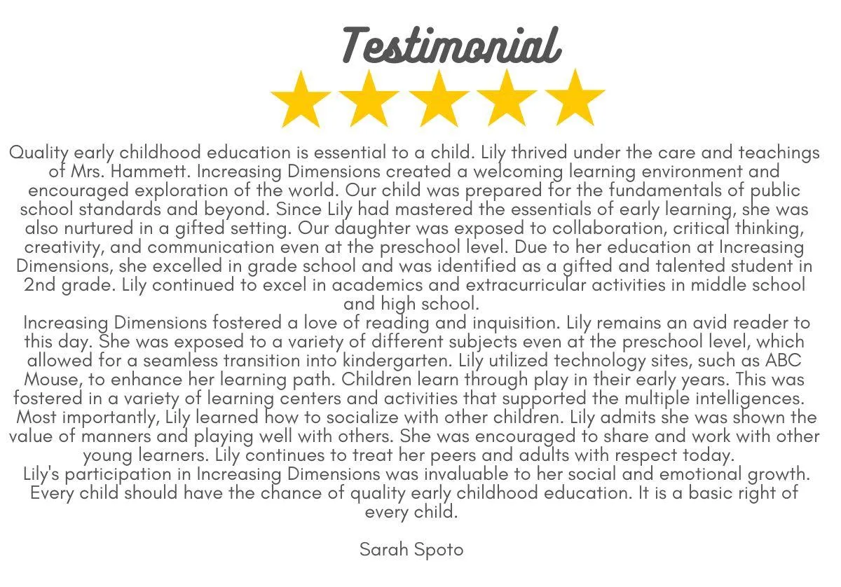Testimonial - Love it!!! I love the way they add a lot of movement with learning the alphabet. Lots of energy and enthusiasm! - Susan Falotico 