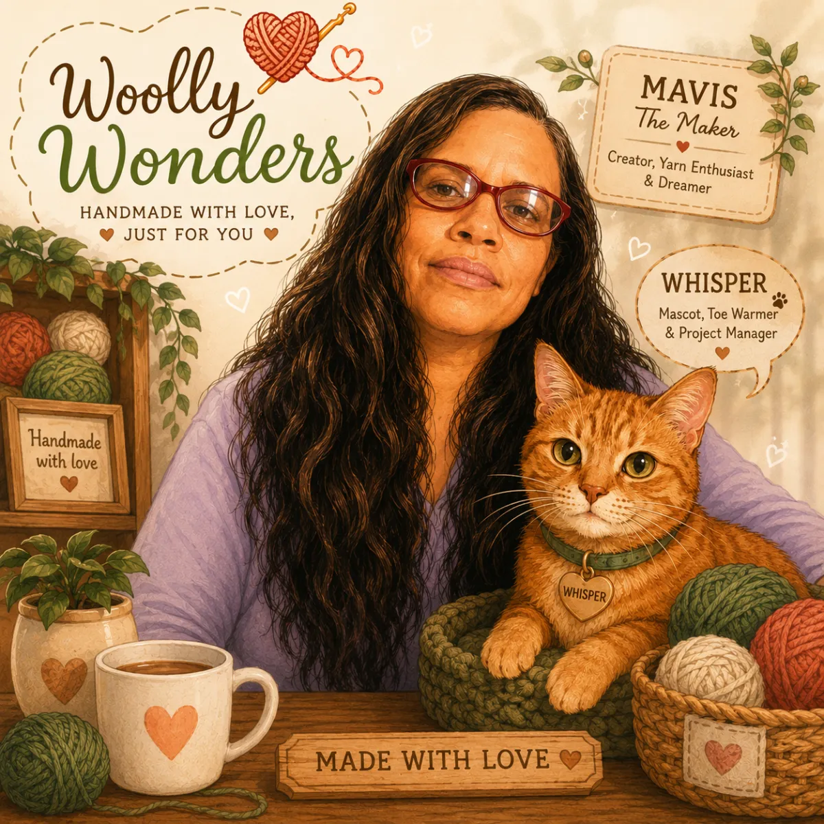 A warm and cozy crochet crafting scene showcasing handmade items.