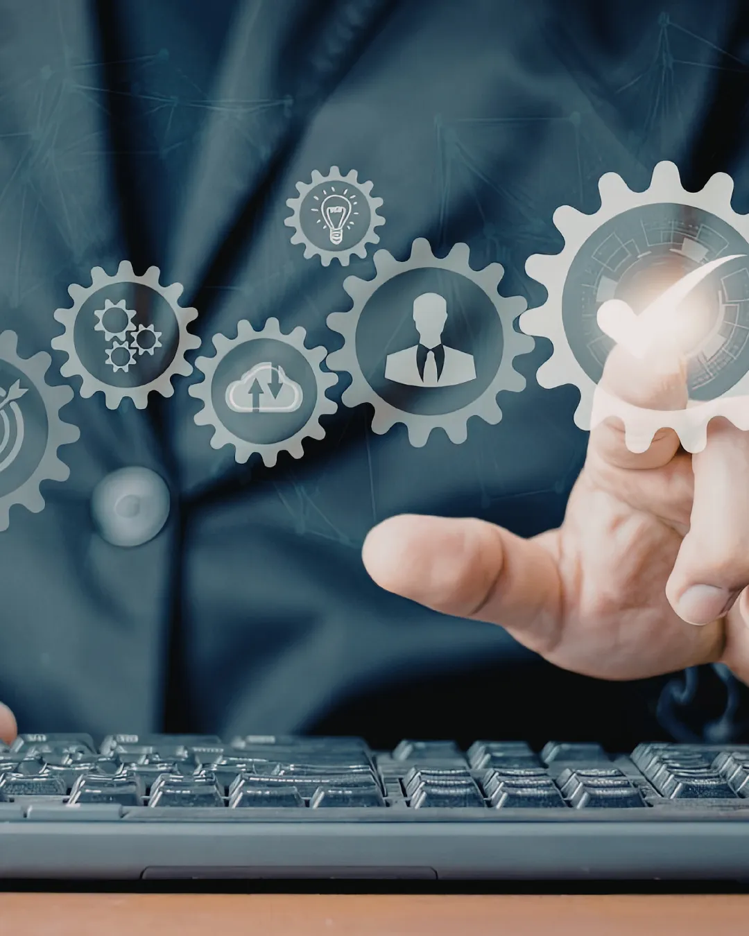 black laptop computer on table