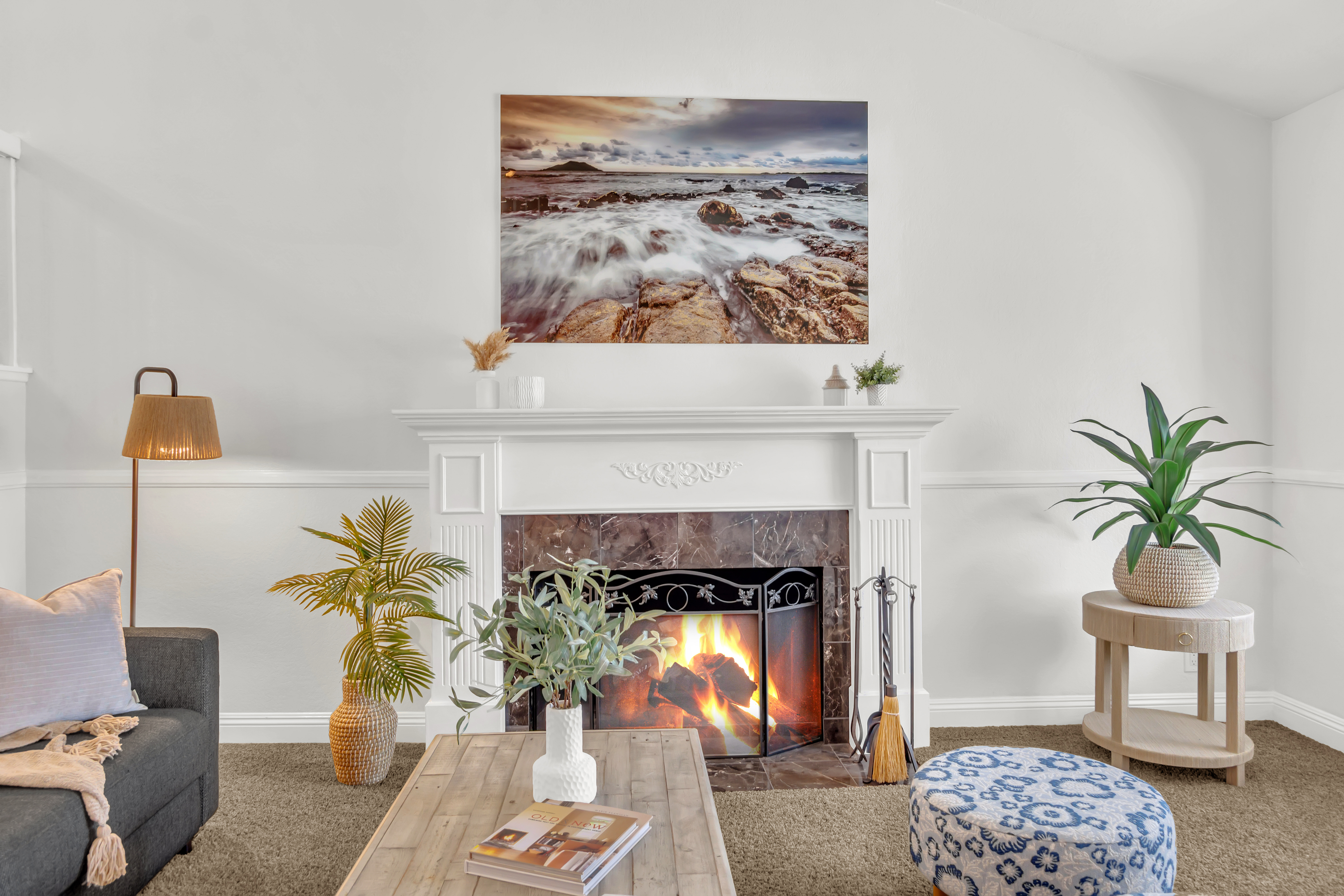 Luxurious living room area with natural light