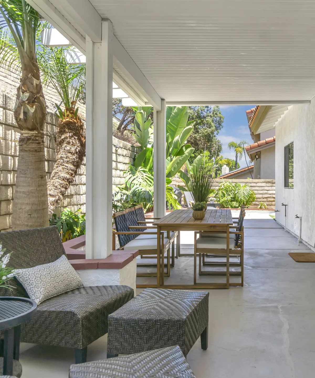 Outdoor entertainment space under the California sky