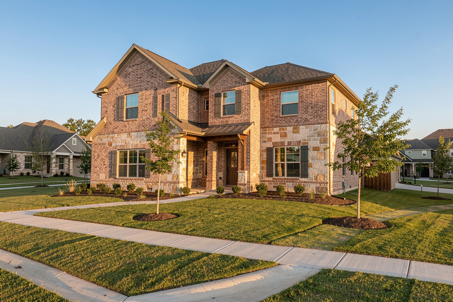New two-story brick and stone home in a master-planned Celina, TX community