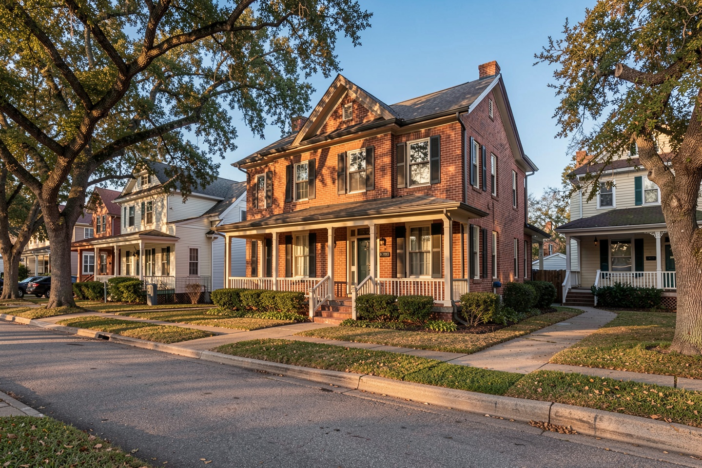 Older brick home with a front porch in an established East Dallas neighborhood in Dallas, TX