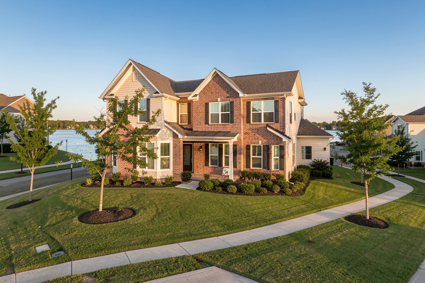 Two-story brick home in a lakeside Rowlett, TX neighborhood near Lake Ray Hubbard