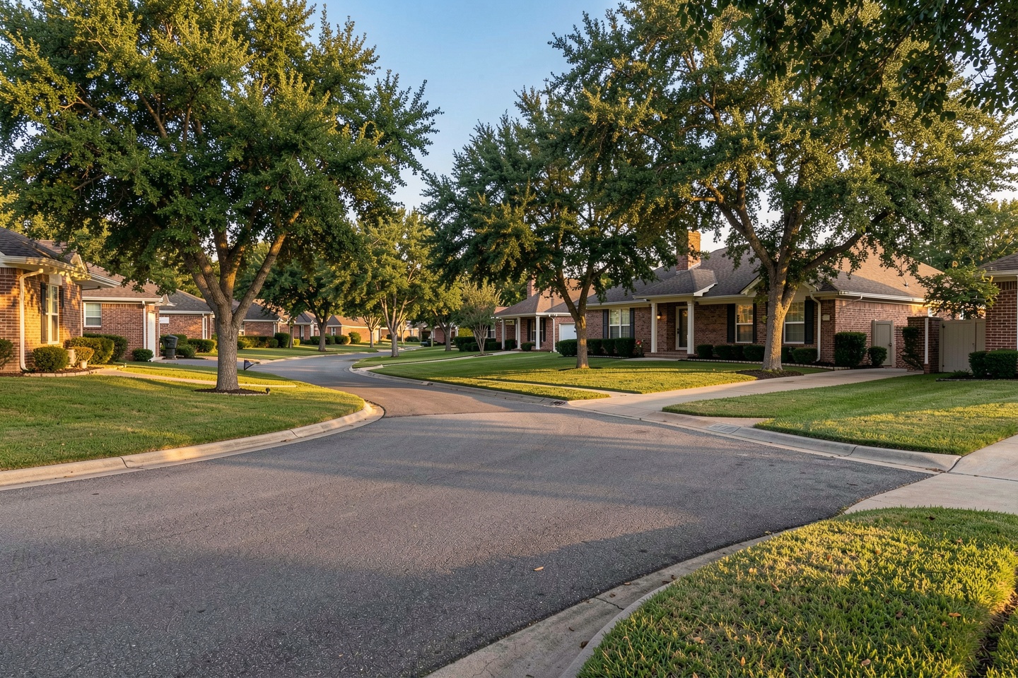 Established Mesquite, TX street with single-story brick ranch homes