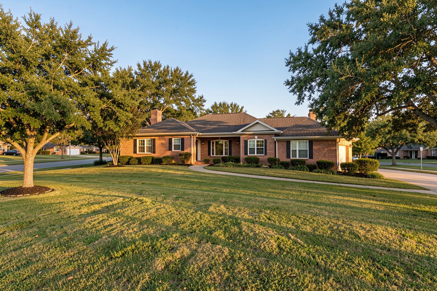 Established brick ranch home on rolling terrain in Benbrook, TX