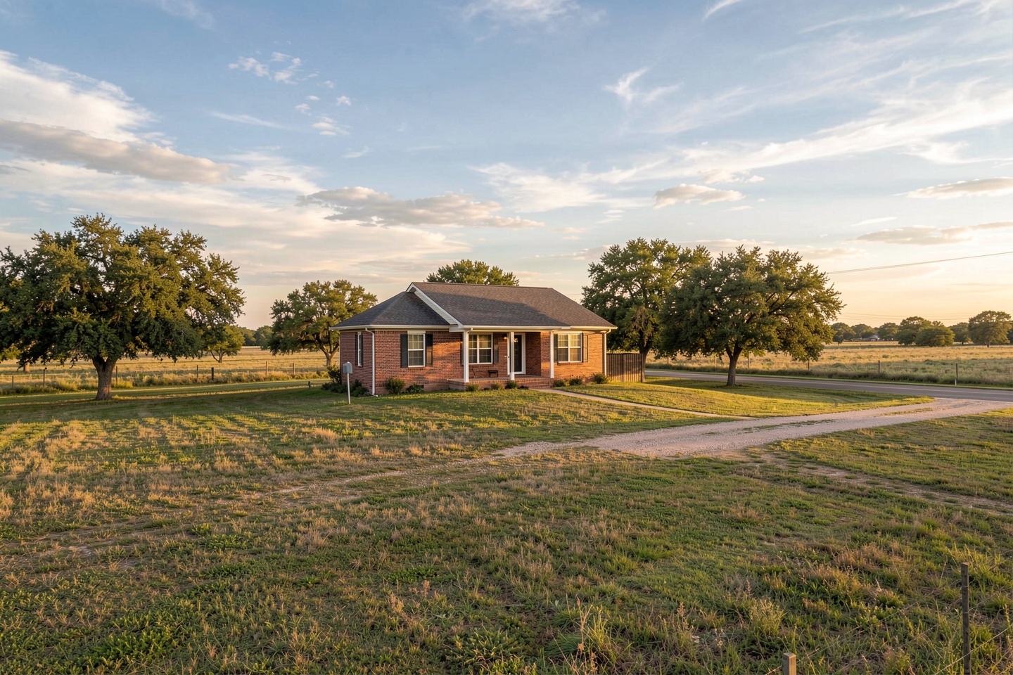 Brick home on a large open lot in the small town of Newark, TX